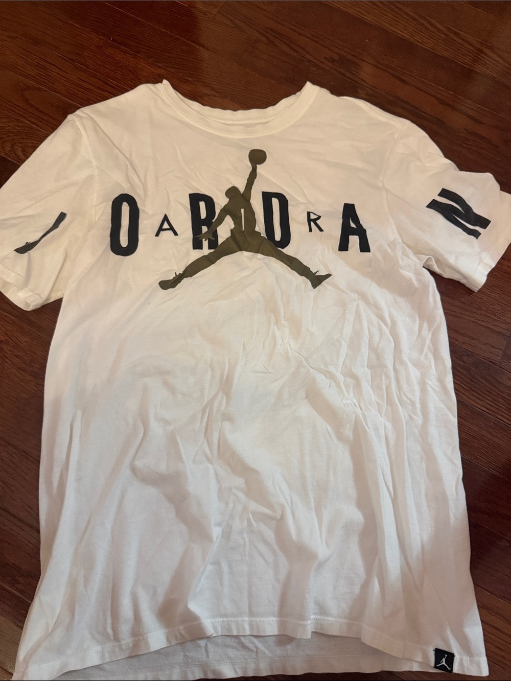 Jordan Men's White T-Shirt with Black Jumpman and Lettering
